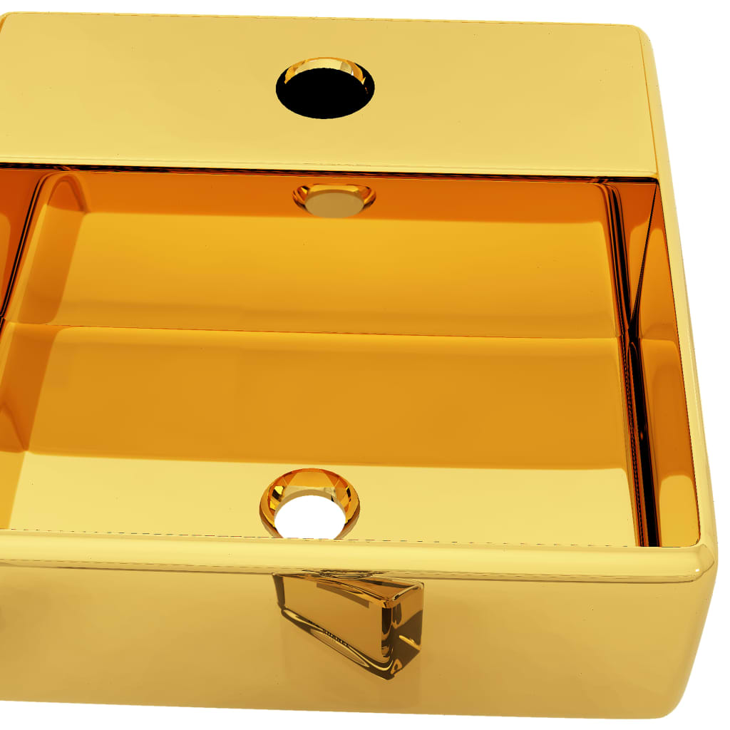 Wash Basin with Faucet Hole Ceramic Gold
