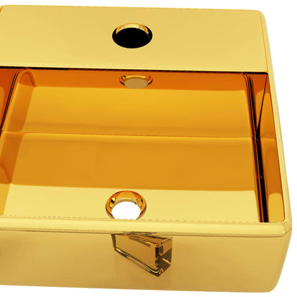 Wash Basin with Faucet Hole Ceramic Gold