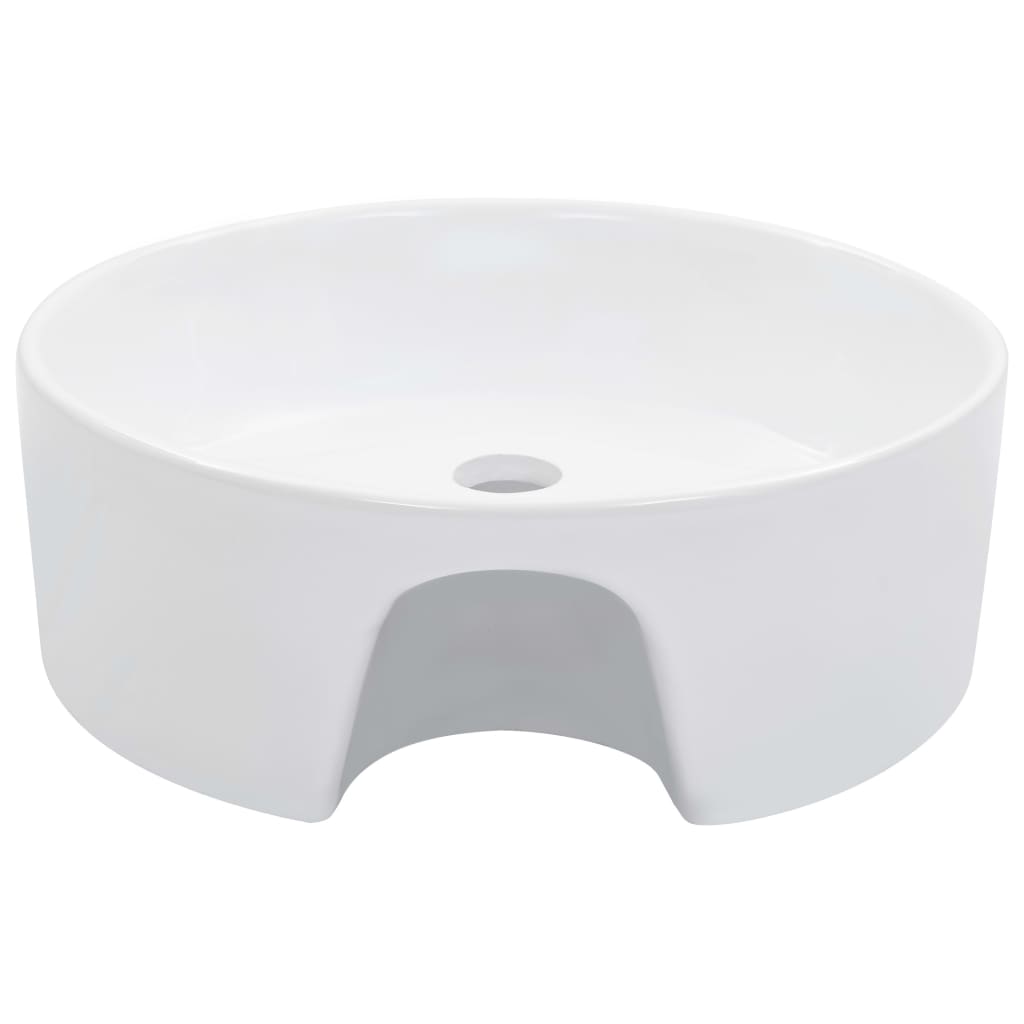 Wash Basin with Overflow Ceramic White