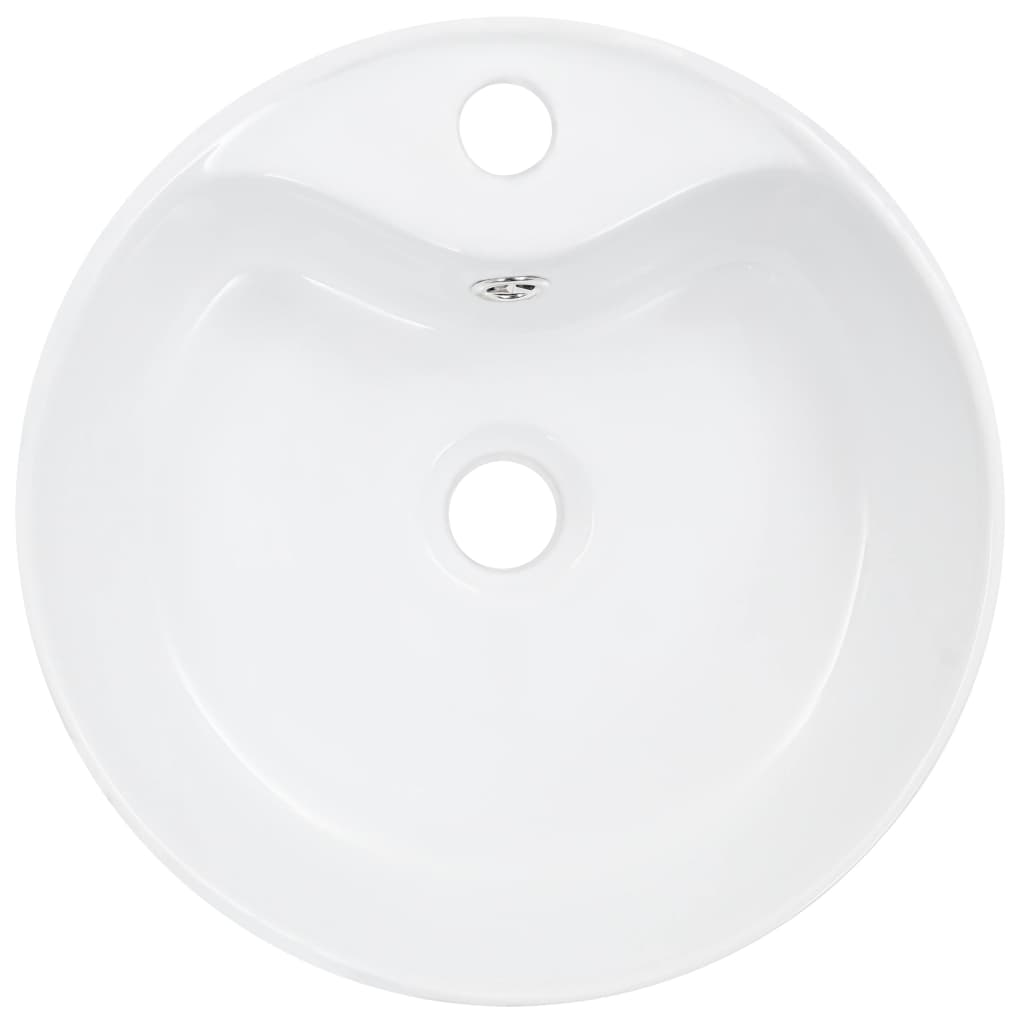 Wash Basin with Overflow Ceramic White