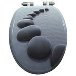 WC Toilet Seat with Soft Close Lid MDF Stones Design