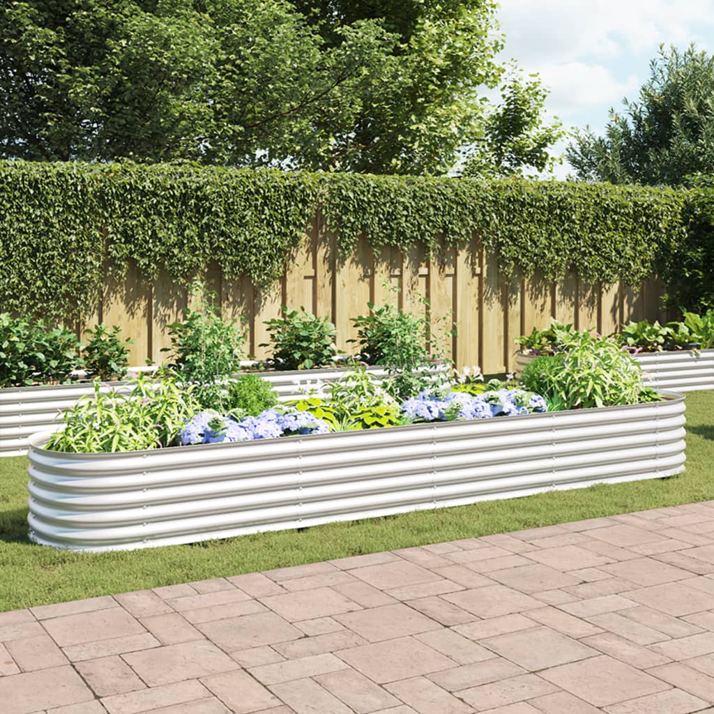 Garden Planter Galvanised Steel Silver - 400×80×44cm