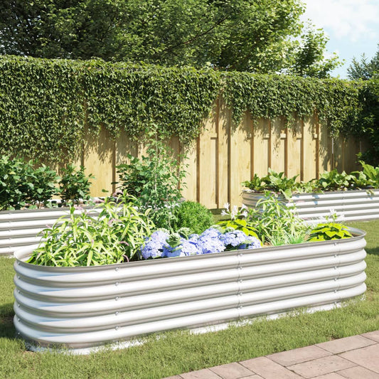 Garden Planter Galvanised Steel Silver - 240×80×44cm