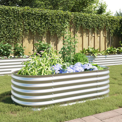 Garden Planter Galvanised Steel Silver - 160×80×44cm