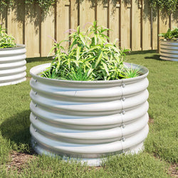 Garden Planter Galvanised Steel Silver
