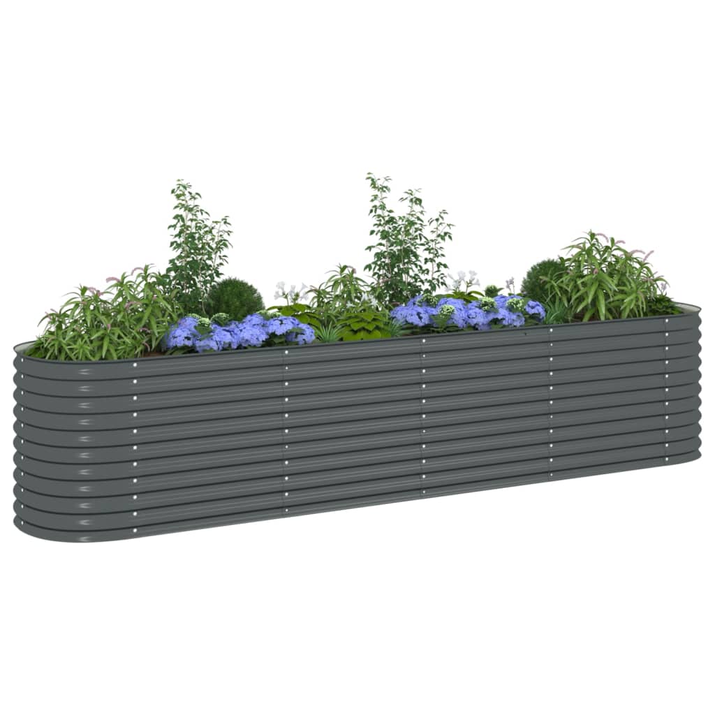 Garden Planter Galvanised Steel Grey - 400×80×81cm