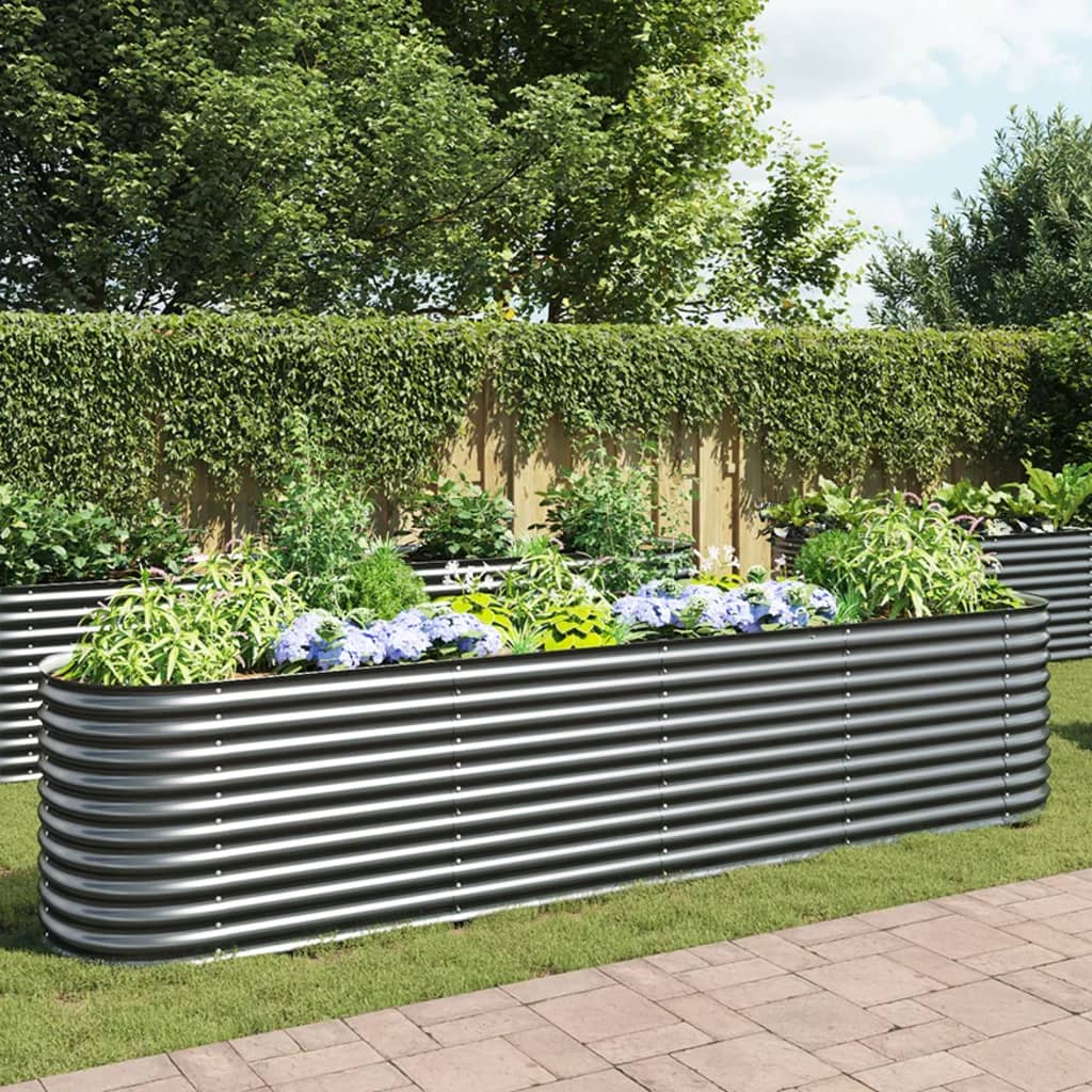 Garden Planter Galvanised Steel Grey - 400×80×81cm