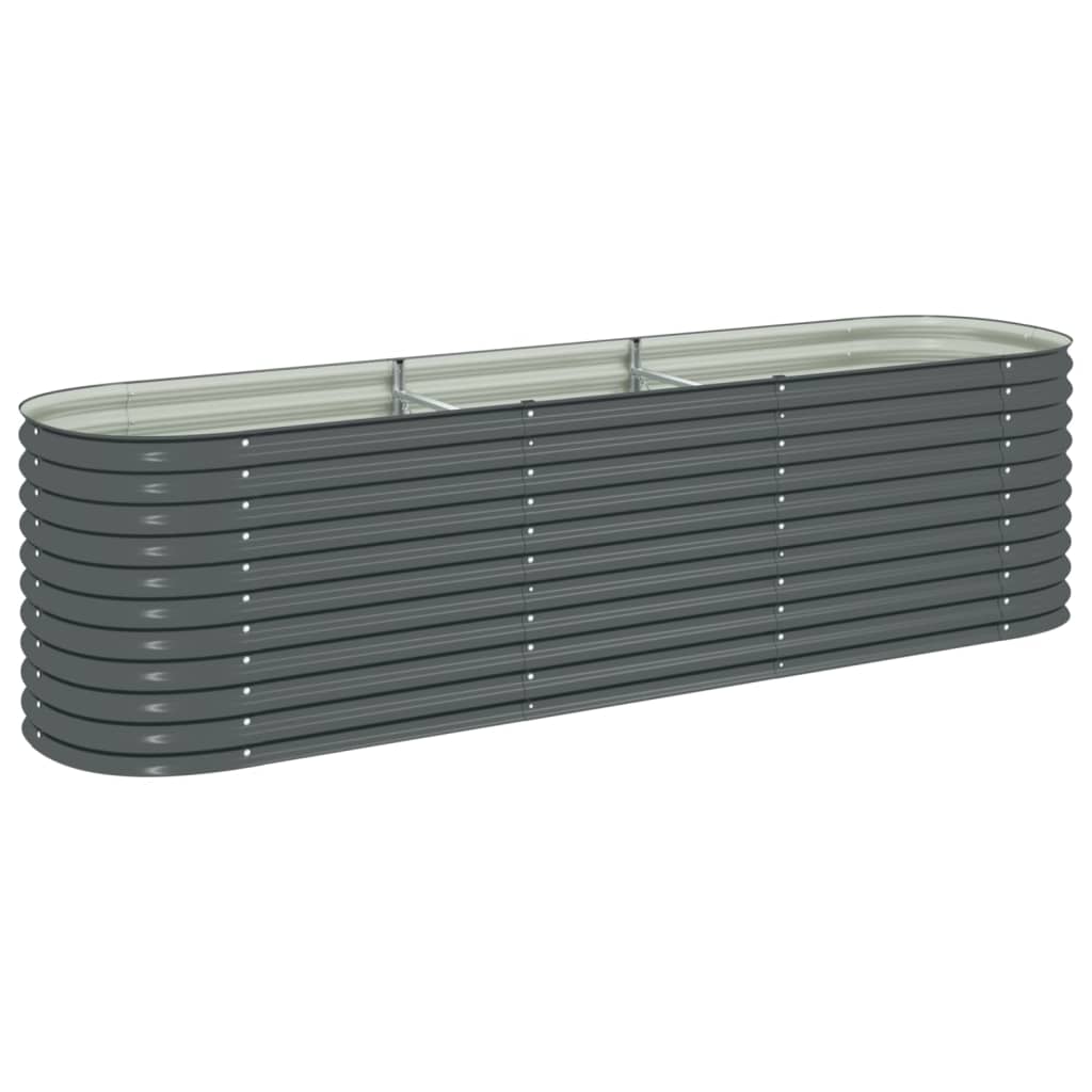 Garden Planter Galvanised Steel / Grey - 320×80×81cm
