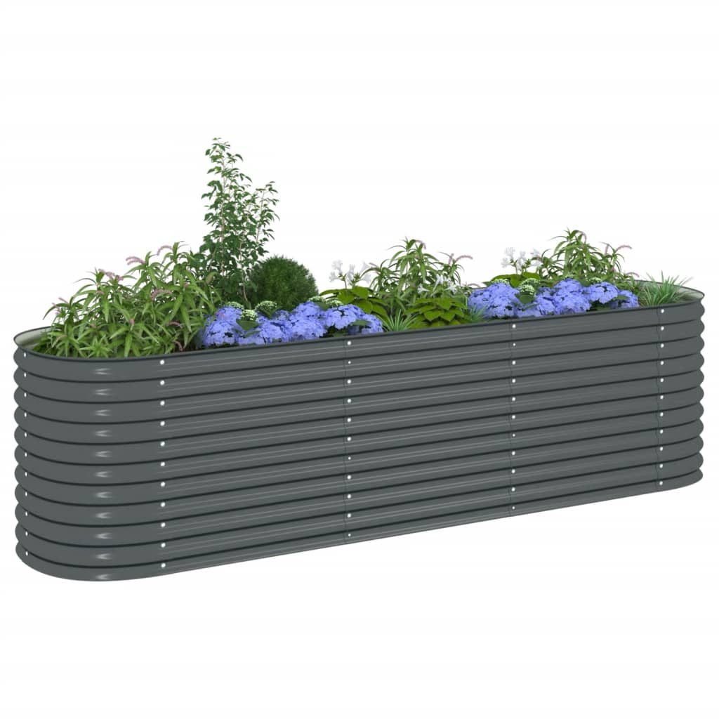 Garden Planter Galvanised Steel / Grey - 320×80×81cm