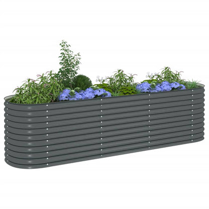 Garden Planter Galvanised Steel / Grey - 320×80×81cm