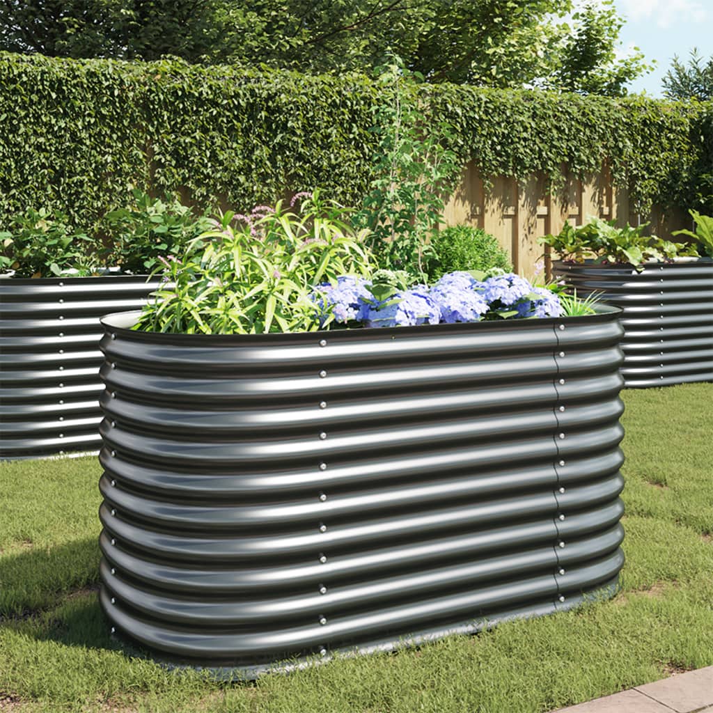 Garden Planter Galvanised Steel - Grey - 160×80×81cm