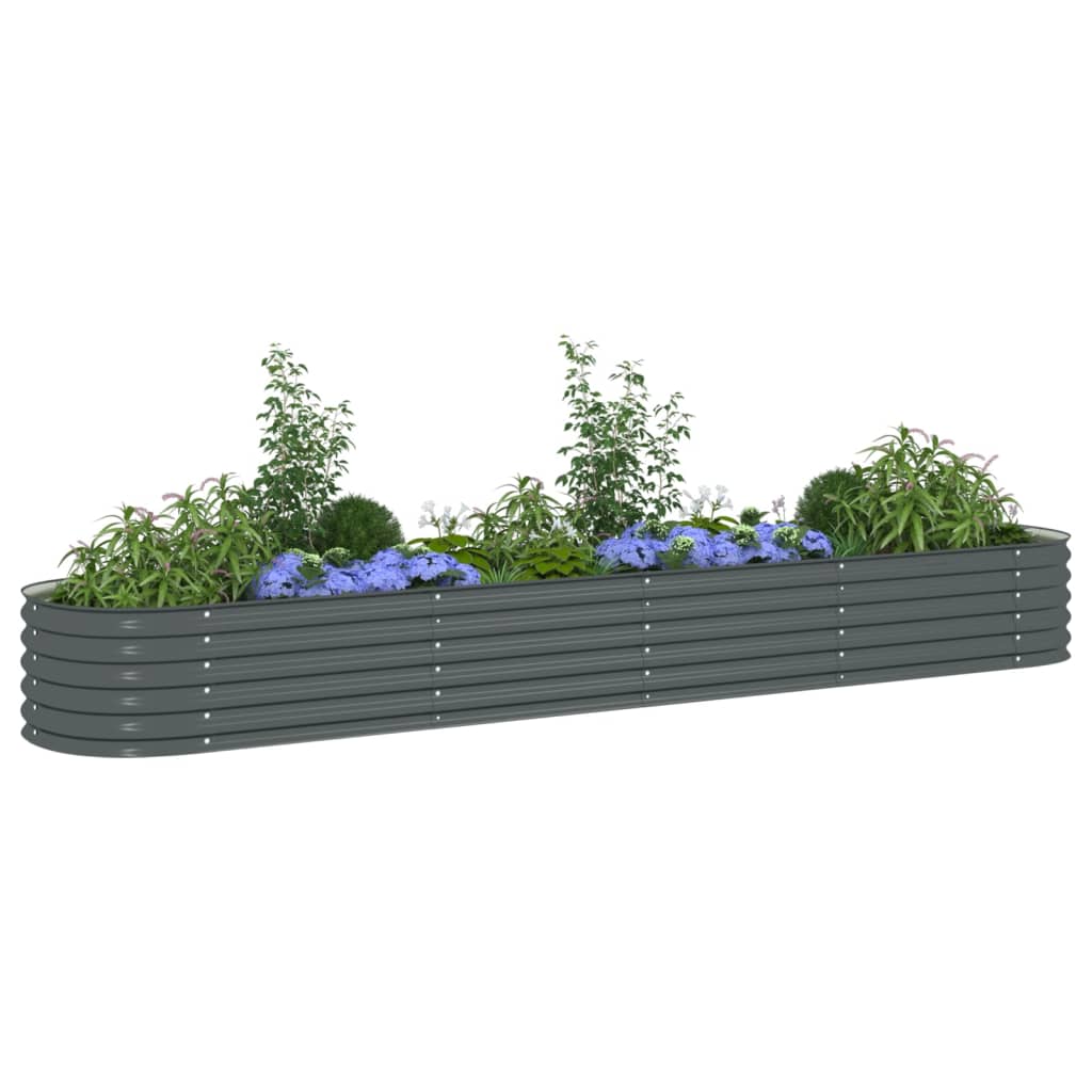 Garden Planter Galvanised Steel, Grey - 400×80×44cm
