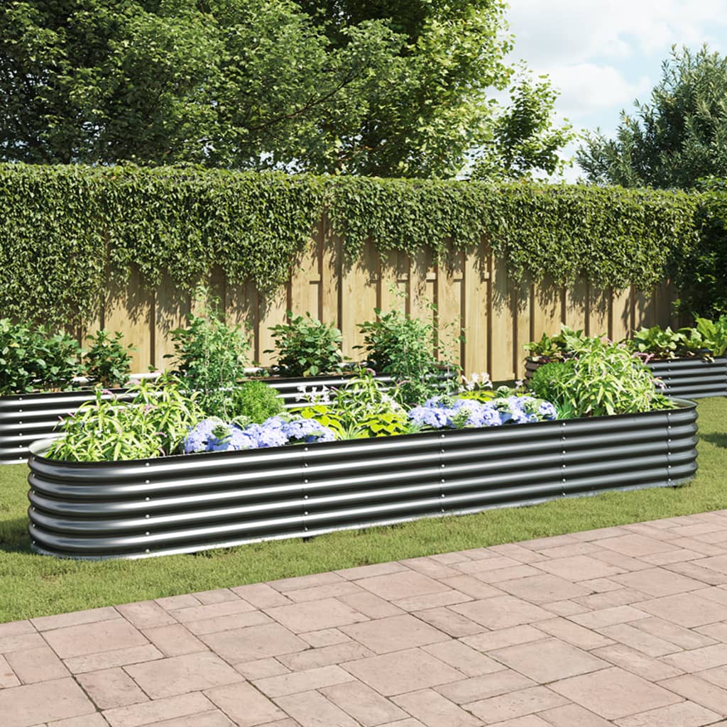 Garden Planter Galvanised Steel, Grey - 400×80×44cm