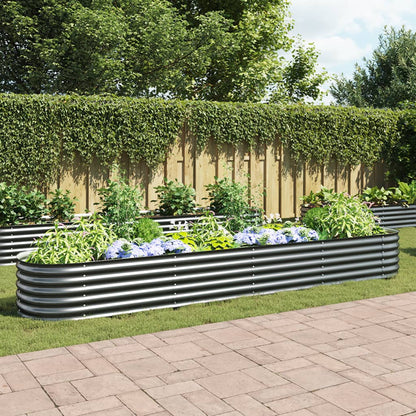 Garden Planter Galvanised Steel, Grey - 400×80×44cm
