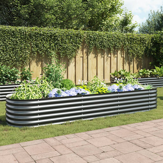 Garden Planter Galvanised Steel, Grey - 320×80×44cm