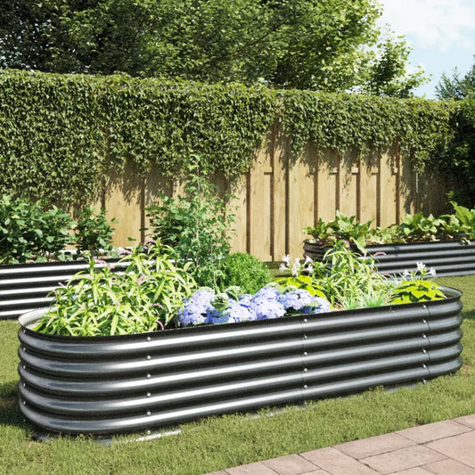 Garden Planter Galvanised Steel / Grey - 240×80×44cm