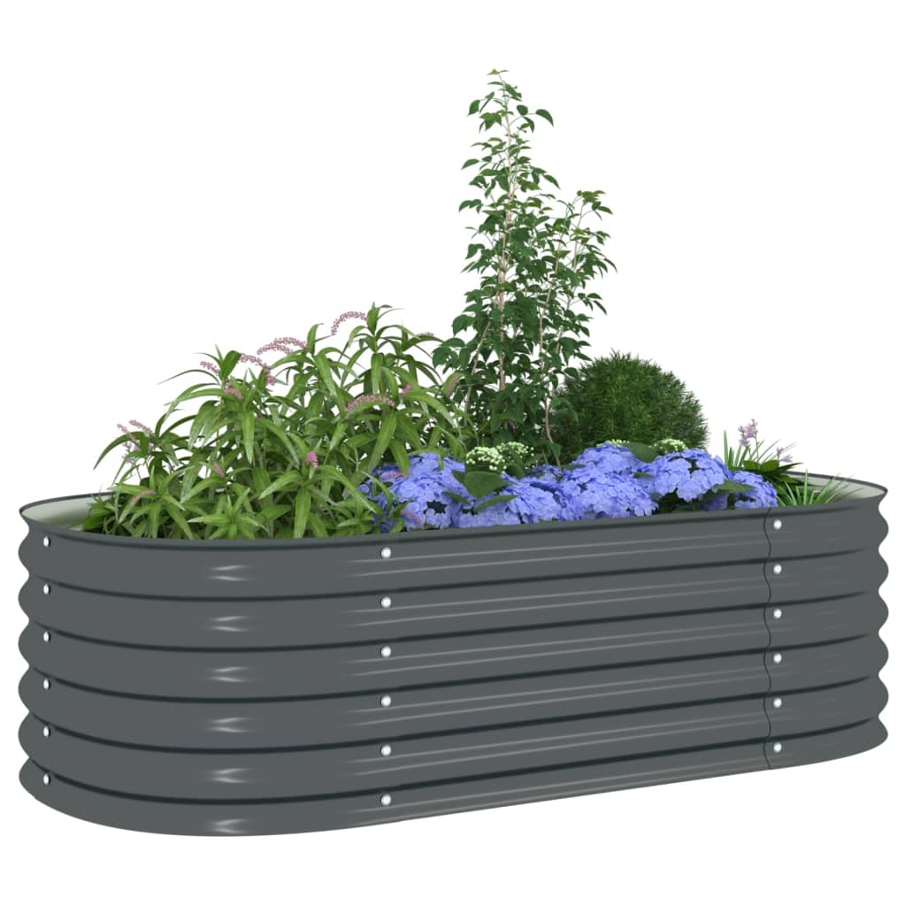 Garden Planter Galvanised Steel Grey - 160×80×44cm