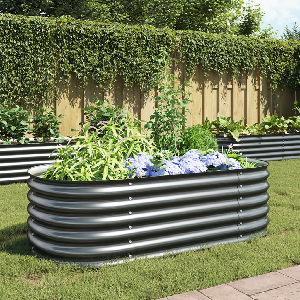 Garden Planter Galvanised Steel Grey - 160×80×44cm