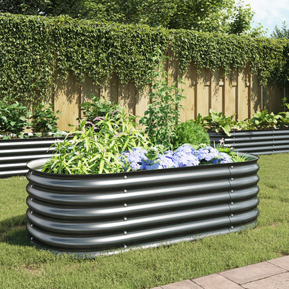 Garden Planter Galvanised Steel Grey - 160×80×44cm