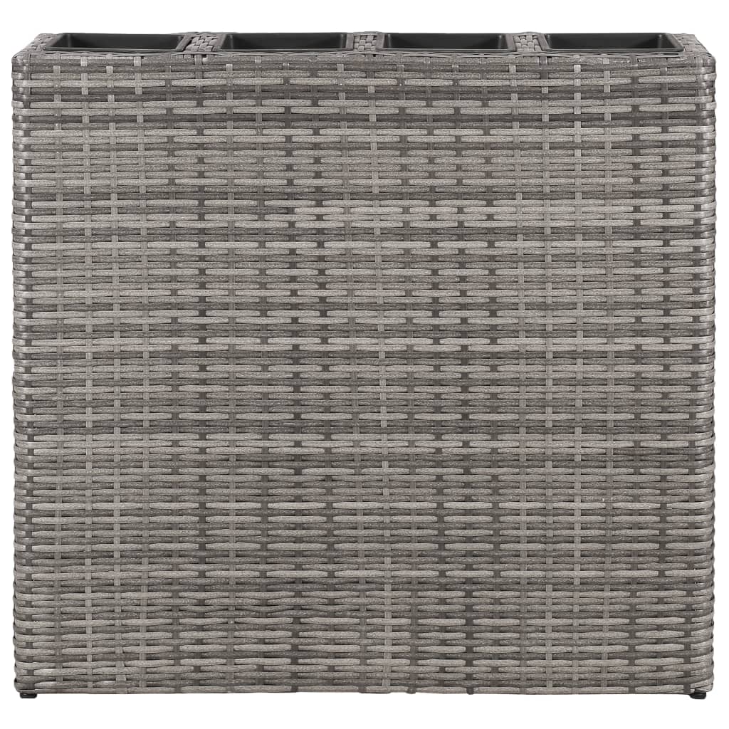 Planter with 4 Pots Poly Rattan Grey