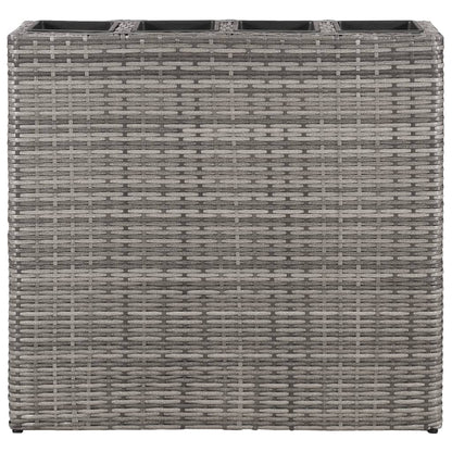 Planter with 4 Pots Poly Rattan Grey
