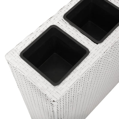 Planter with 4 Pots Poly Rattan White