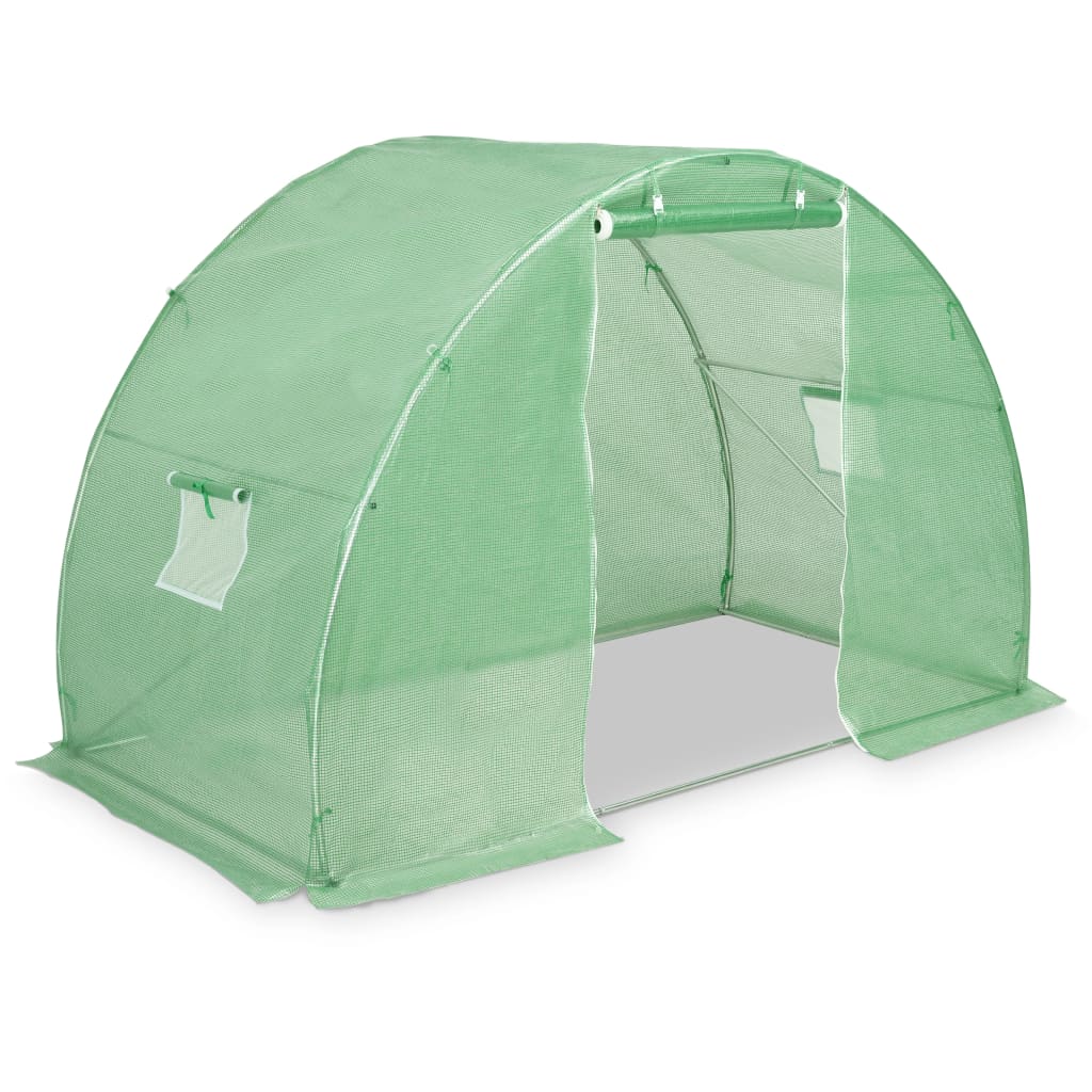 Greenhouse with Steel Foundation Green