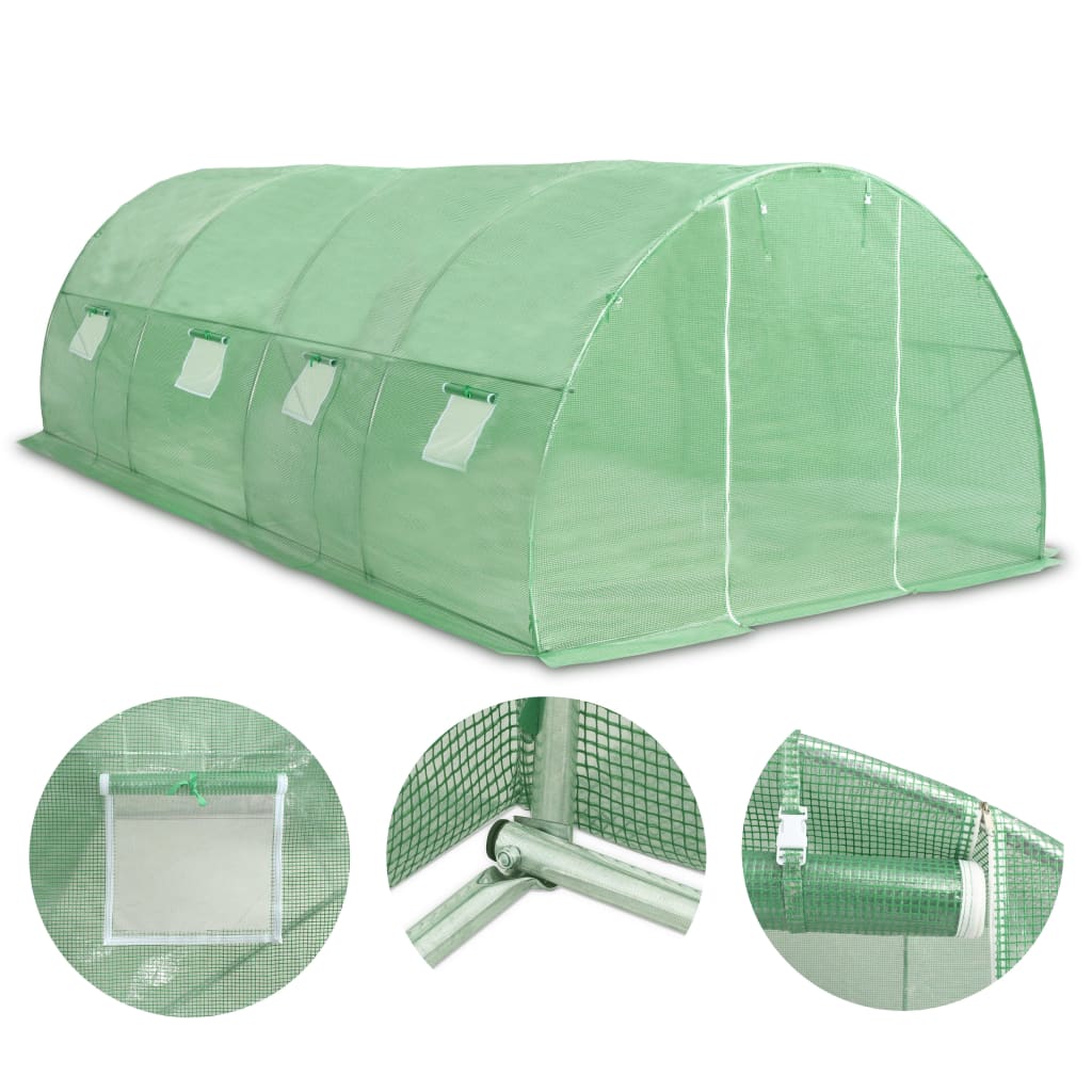 Greenhouse with Steel Foundation  /Green