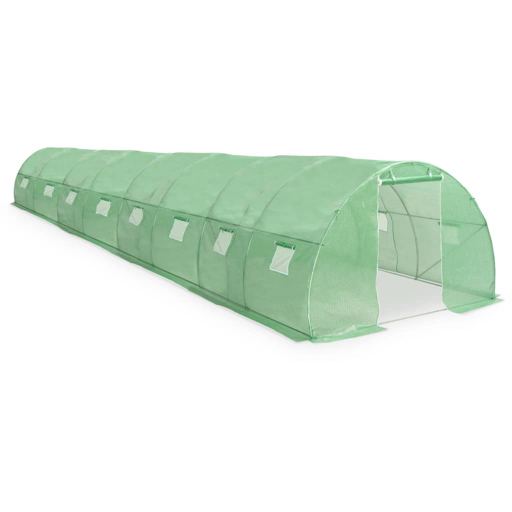 Greenhouse with Steel Foundation, Green