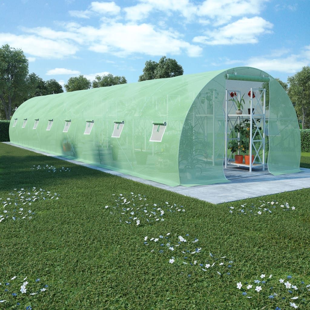 Greenhouse with Steel Foundation, Green
