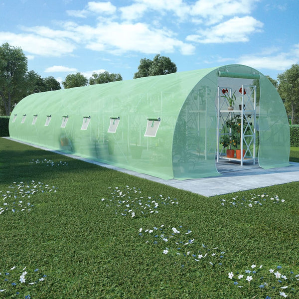  Greenhouse with Steel Foundation, Green