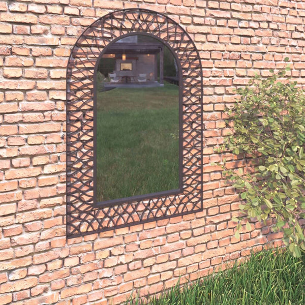  Garden Wall Mirror Arched -Black