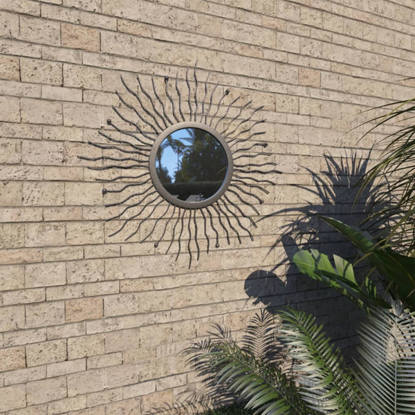  Garden Wall Mirror Sunburst 60 cm Black