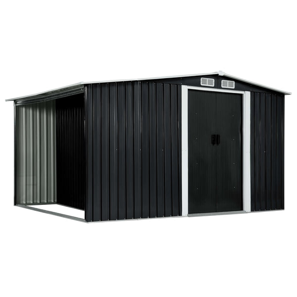  Garden Shed with Sliding Doors Steel Anthracite
