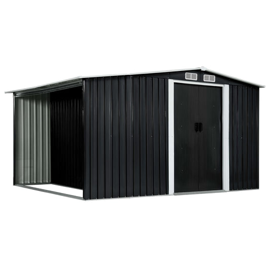 Garden Shed with Sliding Doors Steel (Anthracite)