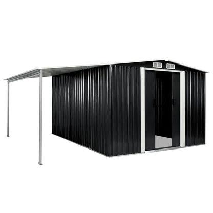 Garden Shed with Sliding Doors Steel {Anthracite}