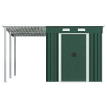 Garden Shed with Extended Roof Steel Colour Green