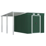 Garden Shed with Extended Roof Green Steel