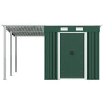 Garden Shed with Extended Roof Green Steel