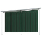 Garden Shed with Extended Roof Green Steel