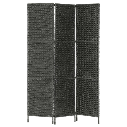 3-Panel Room Divider Black Water Hyacinth