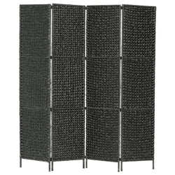 4-Panel Room Divider Black Water Hyacinth