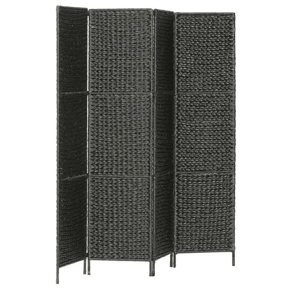 4-Panel Room Divider Black Water Hyacinth
