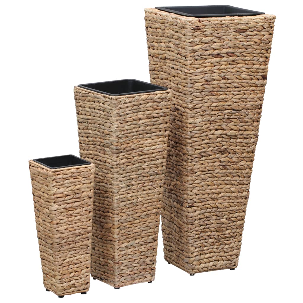 Garden Planters 3 pcs Water Hyacinth Brown - 30×30×80cm