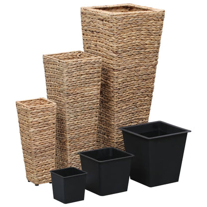 Garden Planters 3 pcs Water Hyacinth Brown - 30×30×80cm