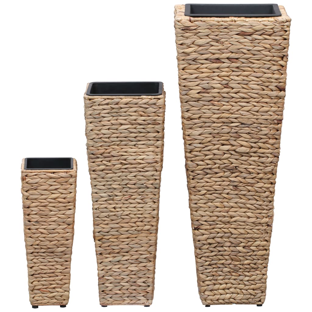 Garden Planters 3 pcs Water Hyacinth Brown - 30×30×80cm