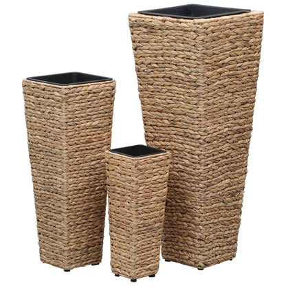 Garden Planters 3 pcs Water Hyacinth Brown - 30×30×80cm