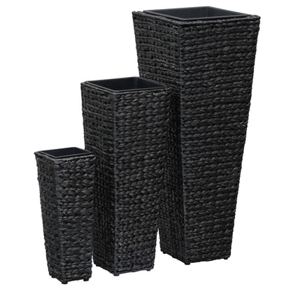 Garden Planters 3 pcs Water Hyacinth Black - 30×30×80cm