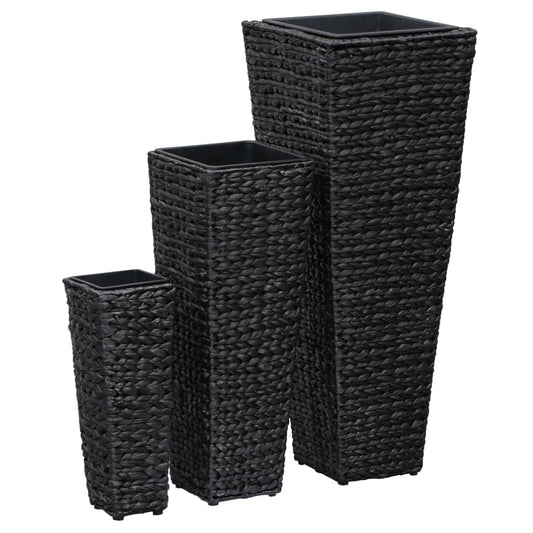 Garden Planters 3 pcs Water Hyacinth Black - 30×30×80cm