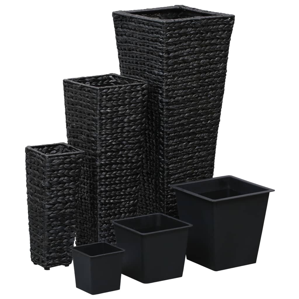 Garden Planters 3 pcs Water Hyacinth Black - 30×30×80cm